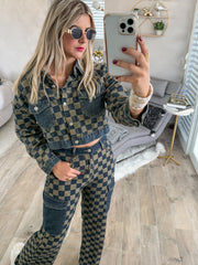 CHECKERED DENIM JACKET