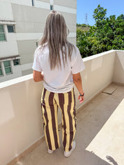 STRIPED BARREL PANTS