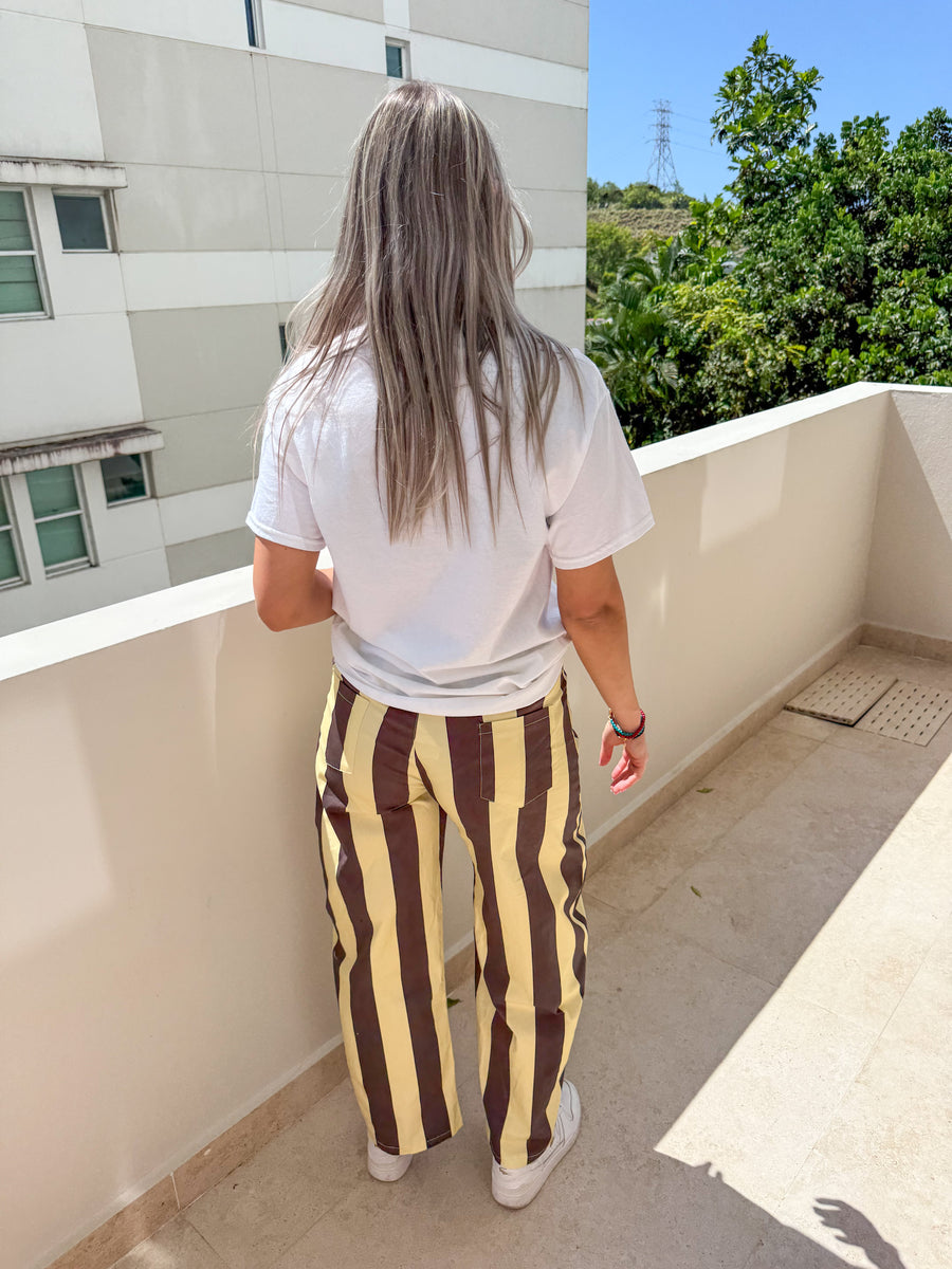 STRIPED BARREL PANTS
