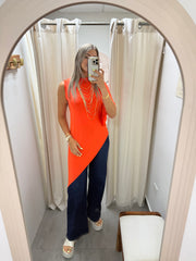 PIA NEON ORANGE ASYMMETRIC BLOUSE