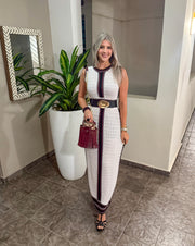 STRIPE DETAIL CROCHET MAXI DRESS