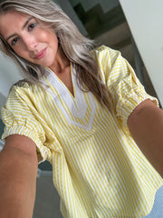 YELLOW STRIPED TUNIC TOP