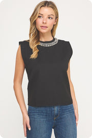 BLACK EMBELLISHED TOP