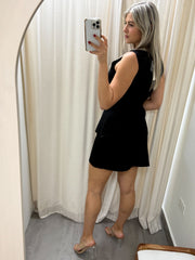 BLACK KNIT VEST TOP & SKIRT SET