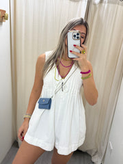 WHITE DENIM ROMPER