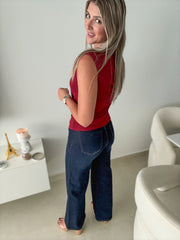 BURGUNDY ONE SHOULDER TOP