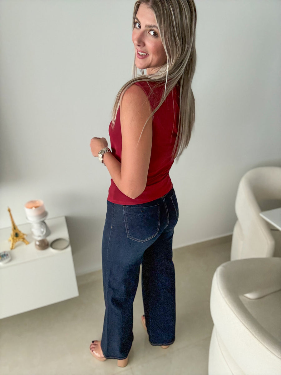 BURGUNDY ONE SHOULDER TOP