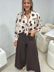 POLKA DOT SATIN KNOT TOPS