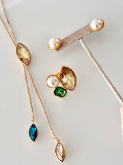 LONG GEM LARIAT NECKLACE SET IN MULTICOLOR 5