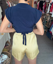 PIA REVERSIBLE SQUARE BLOUSE IN POLKA DOT/NAVY