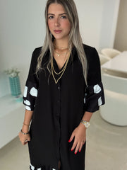 BLACK POLKA DOT DETAILED DRESS