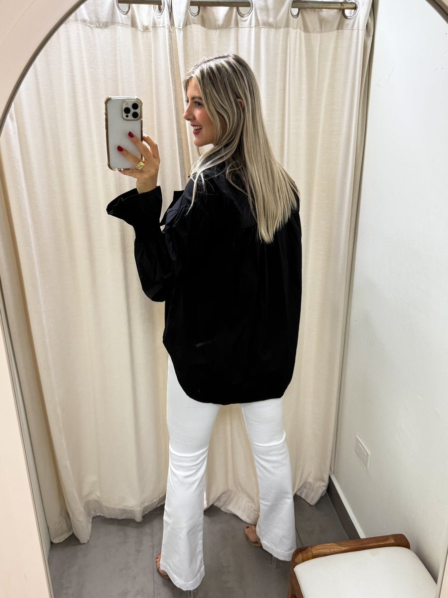 BLACK RIBBON BLOUSE