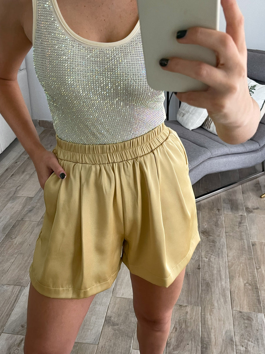 GOLD SATIN SHORTS