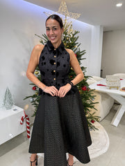 BLACK/GOLD HOUNDSTOOTH SKIRT