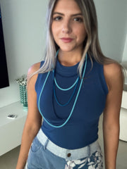 DENIM SMOOTH LONG TANK BASIC TOP COLLECTION