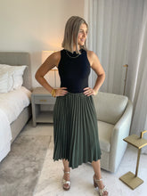 Load image into Gallery viewer, OLIVE PLEATED MIDI SKIRT
