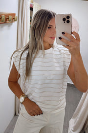 CREAM STRIPED TSHIRT