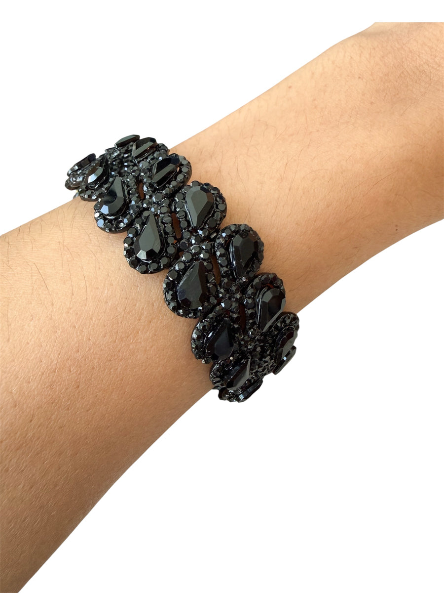 BLACK/BLACK ELASTIC CRYSTAL BRACELET