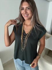 V-NECK MODAL BASIC BLOUSED