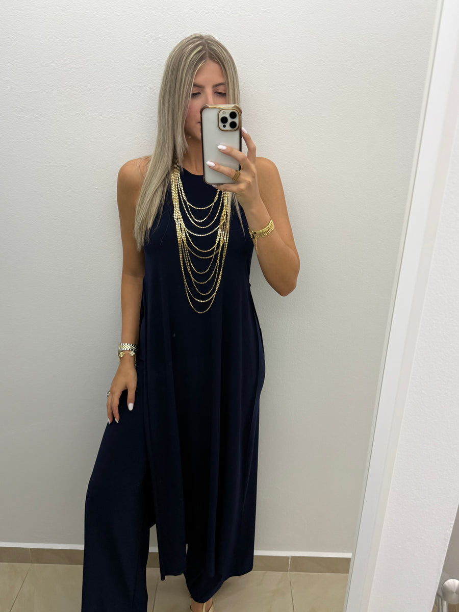 PIA NAVY BLUE RACERBACK TOP & PANT SET