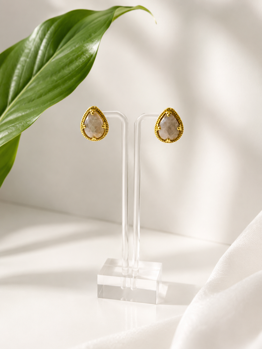 WHITE DROP ELEGANT STUD EARRINGS