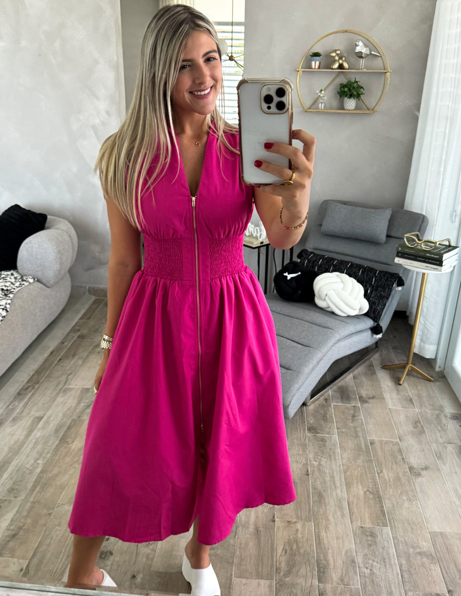 MAGENTA ZIPPER DRESS