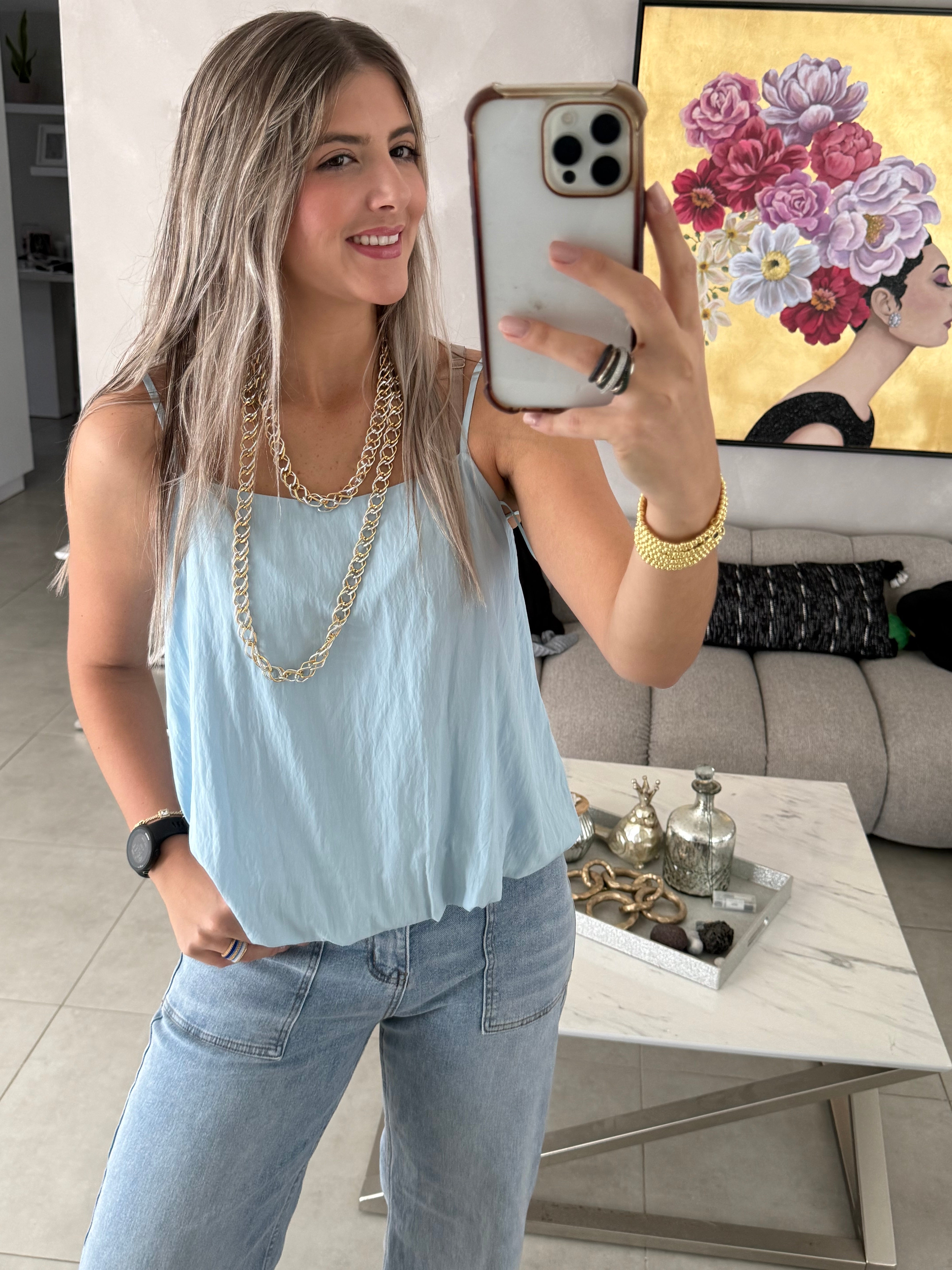 BLUE BUBBLE CAMI TOP