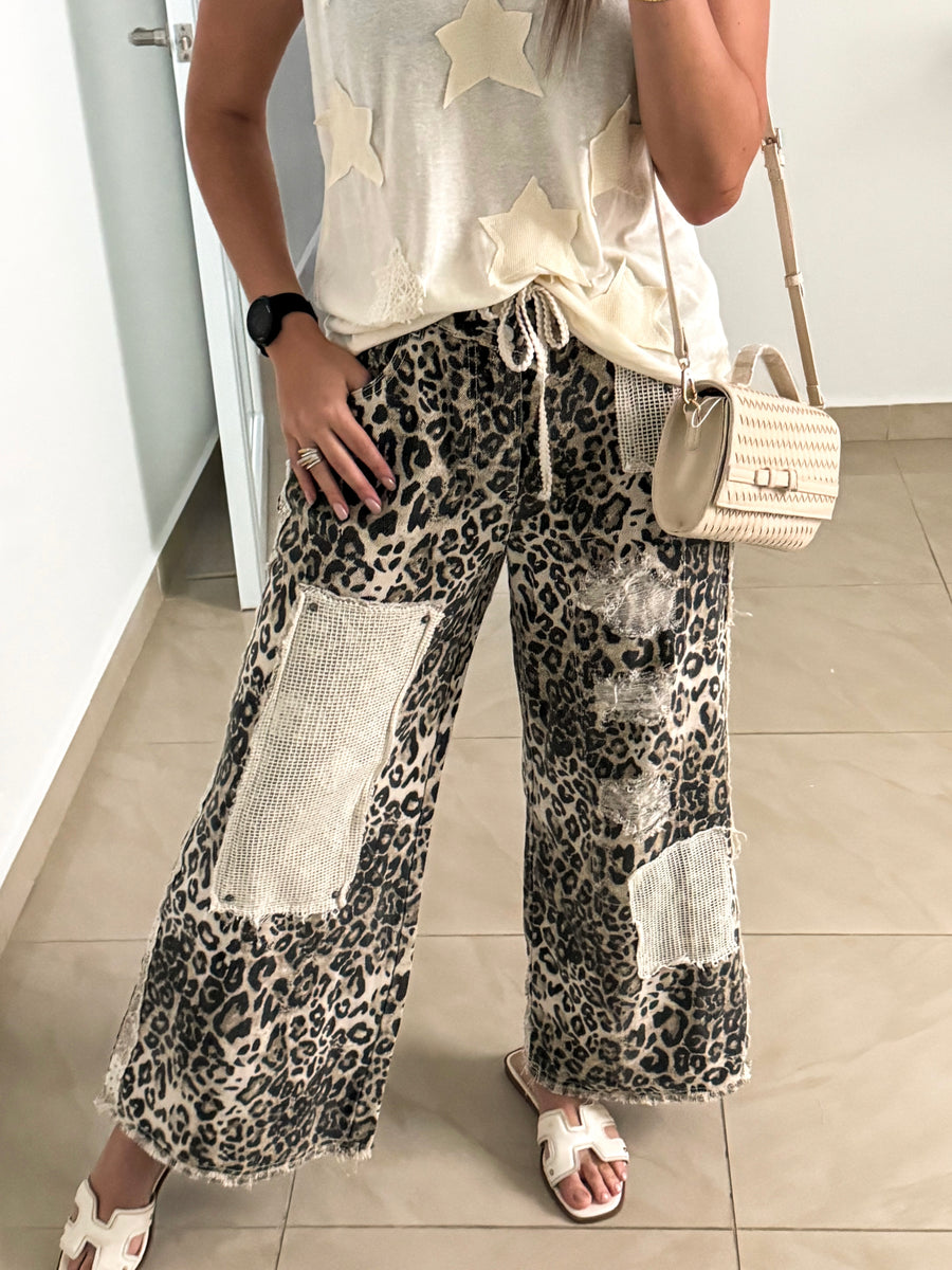 LEOPARD PATCHWORK PANTS
