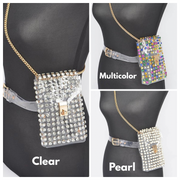 RHINESTONE BELT BAG W/CHAIN