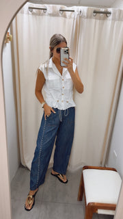 WHITE CAMEL STITCH TOP/JACKET