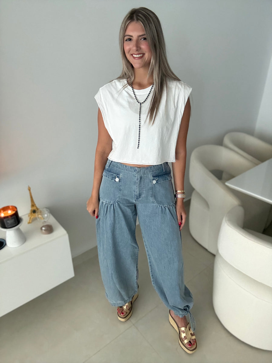 WHITE CROP T-SHIRT