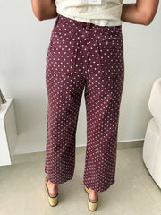 BURGUNDY POLKA DOT JEANS