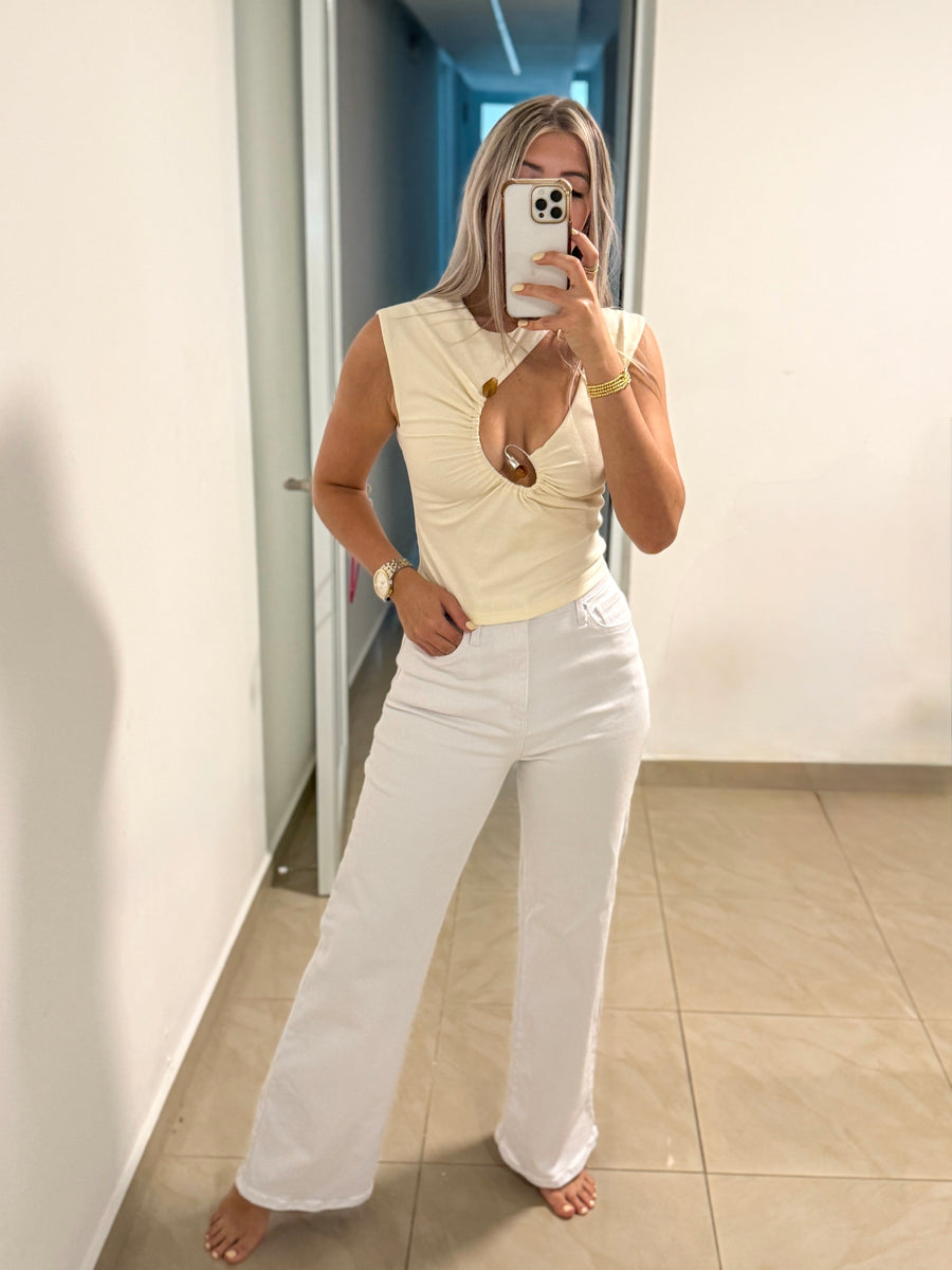 CREAM CUTOUT FRONT TOP