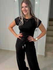 BLACK TRAVEL STRETCHY SET