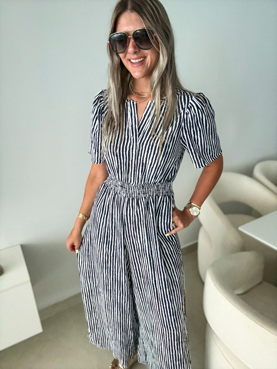 NAVY PRINTED JUMPSUIT