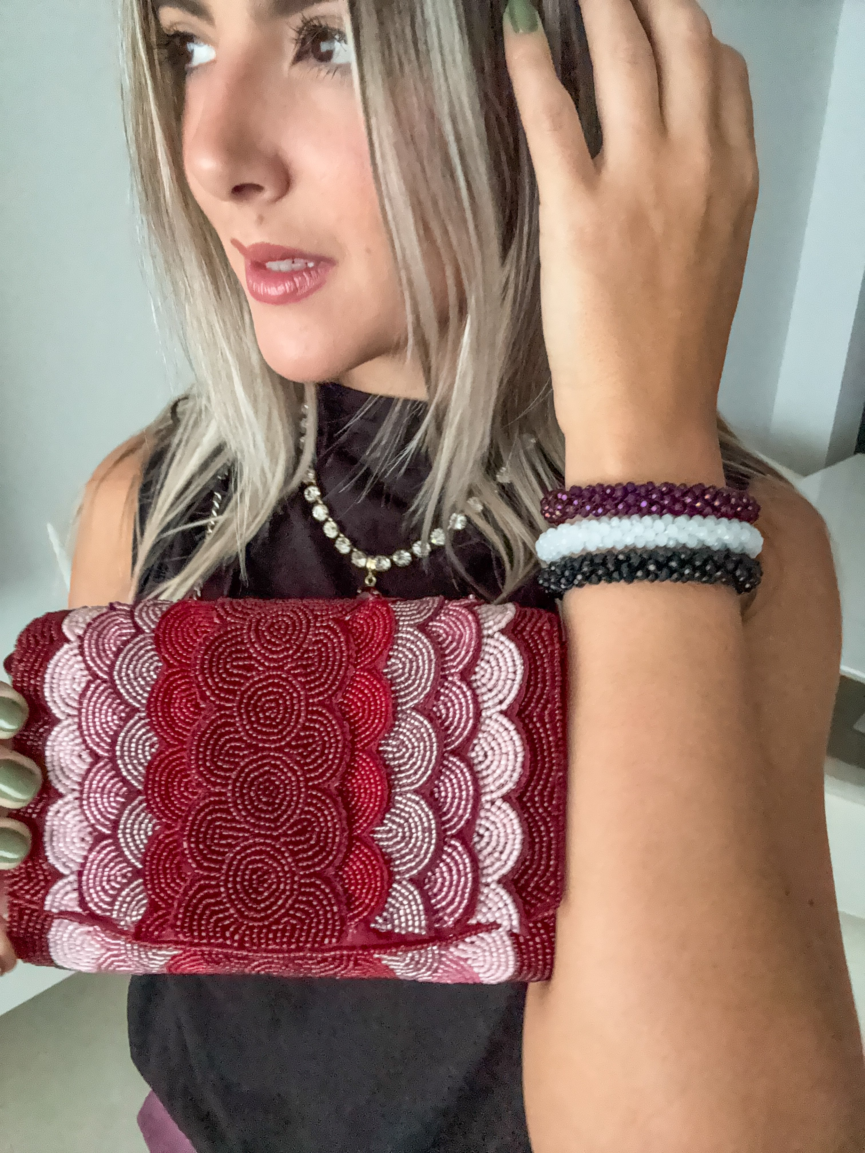 PINK/BURGUNDY CLUTCH