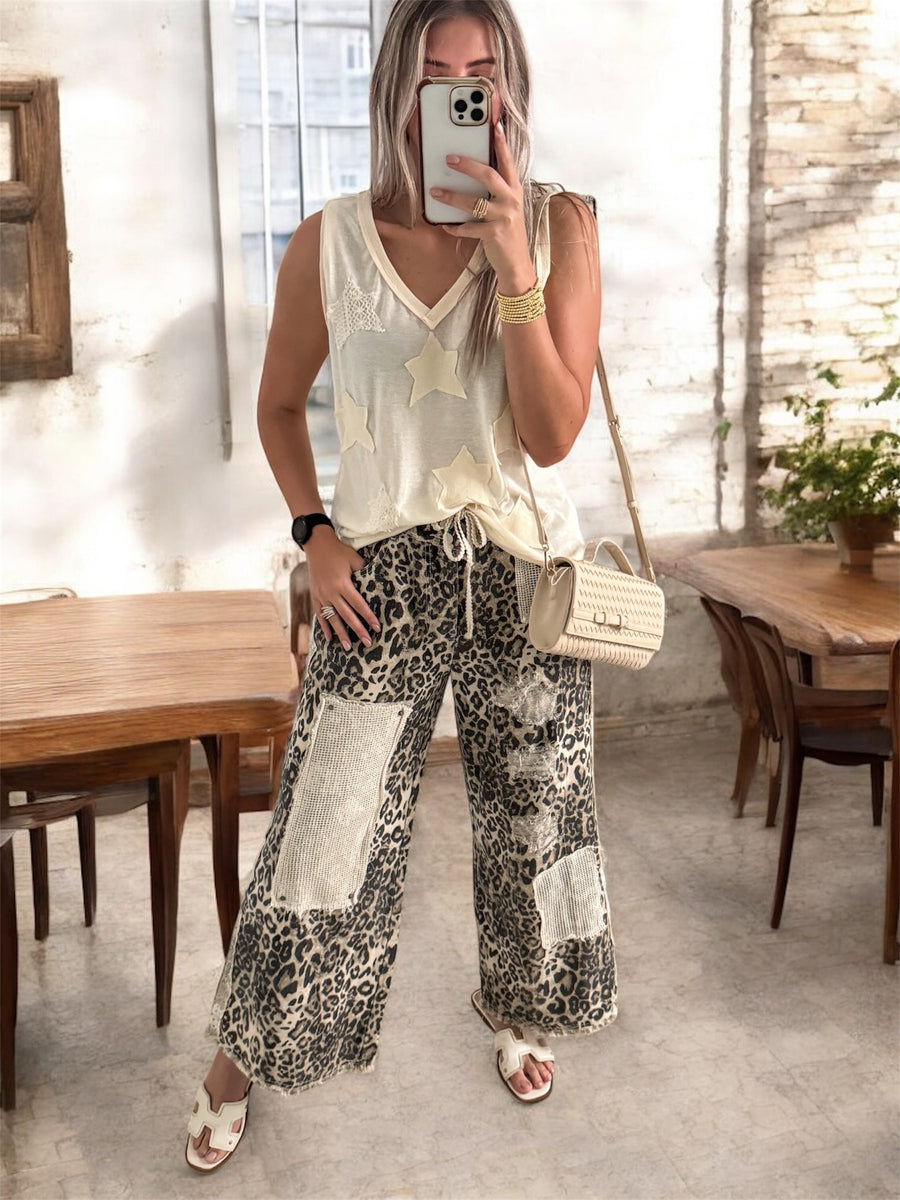 LEOPARD PATCHWORK PANTS