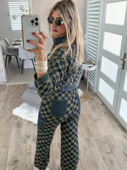 CHECKERED DENIM PANTS