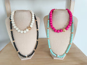 TWO TONE BEADED LAYERED NECKLACE