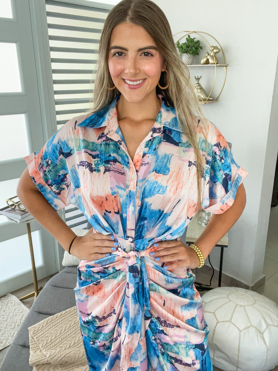 PRINT CREPE DRESS