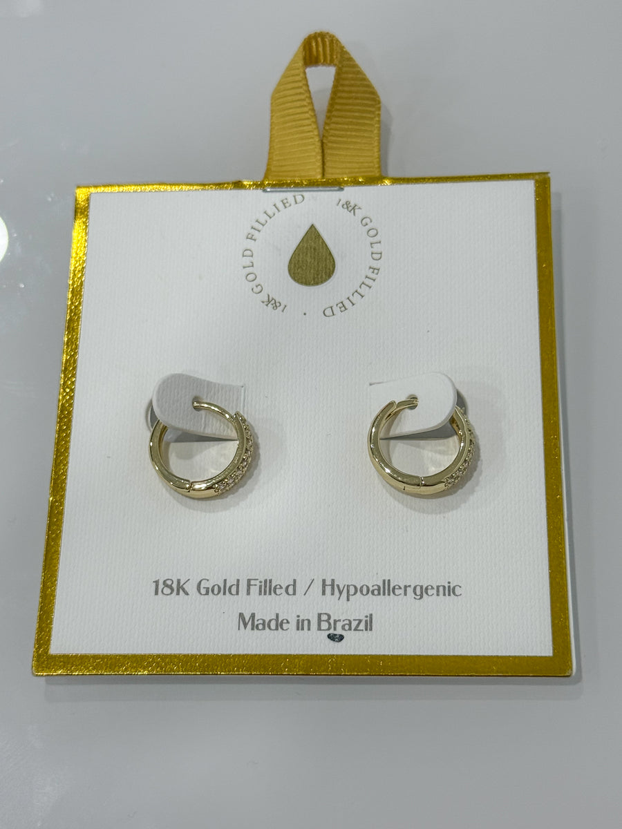 THIN GOLD PAVE MINI HUGGIE EARRINGS