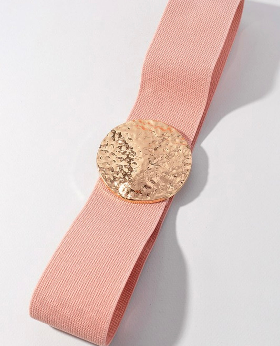 HAMMERED GOLD DISC ELASTIC BELT