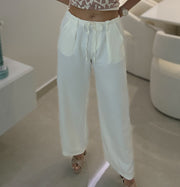 IVORY PLEATED PANTS