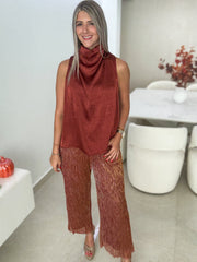 RUST LUREX METALLIC PALAZZOS