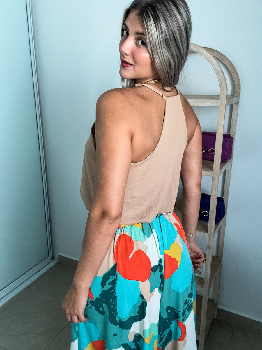 TAN CAMI CROP TOP