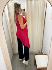PIA CRANBERRY ASYMMERIC BLOUSE