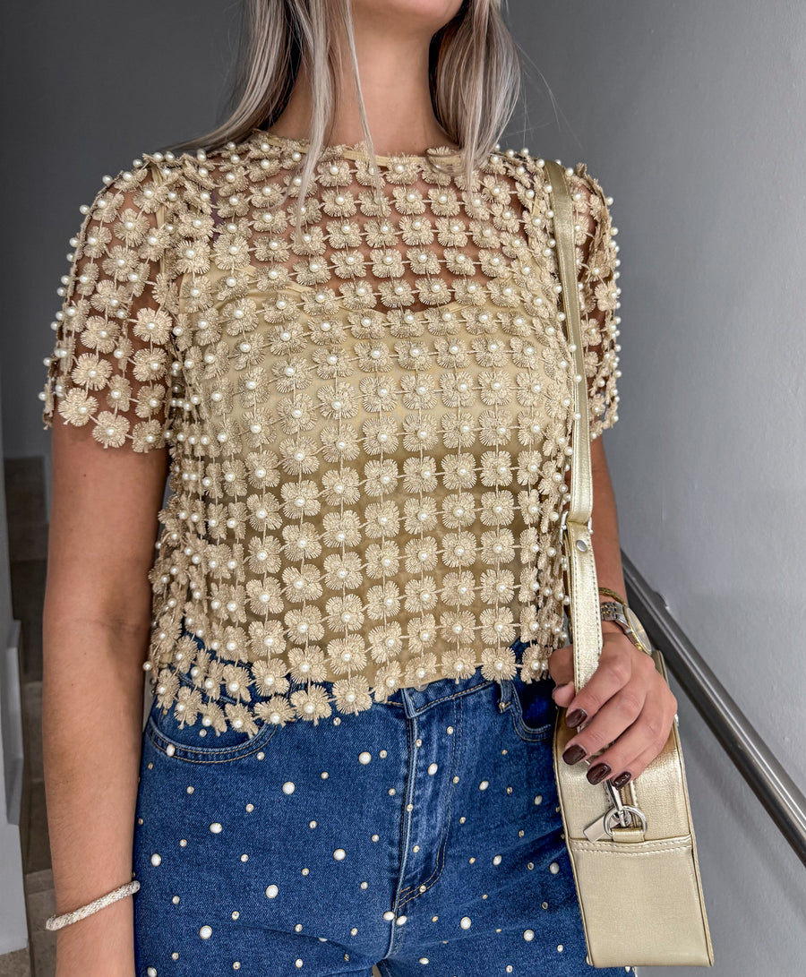 GOLD METALLIC PEARL TOP