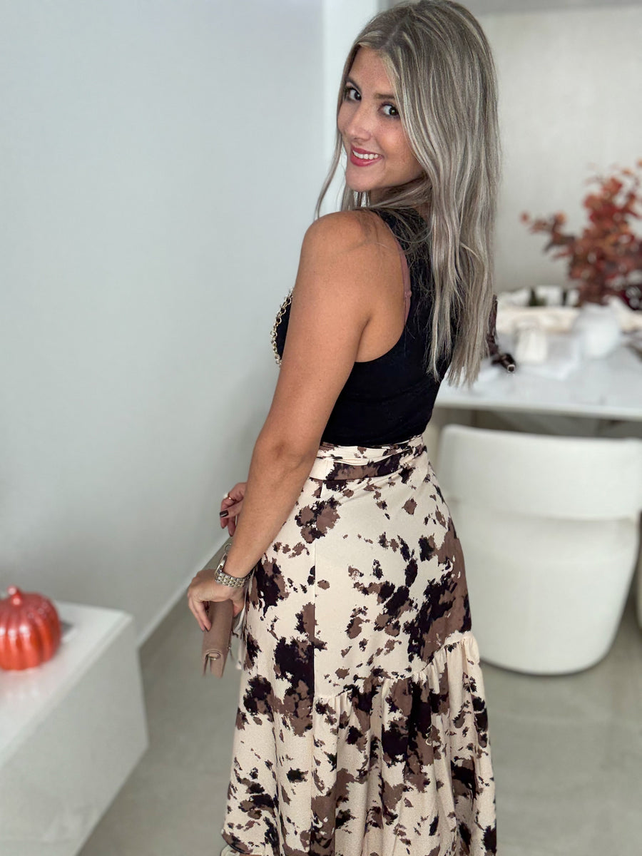COW PRINT WRAP AROUND SKIRT
