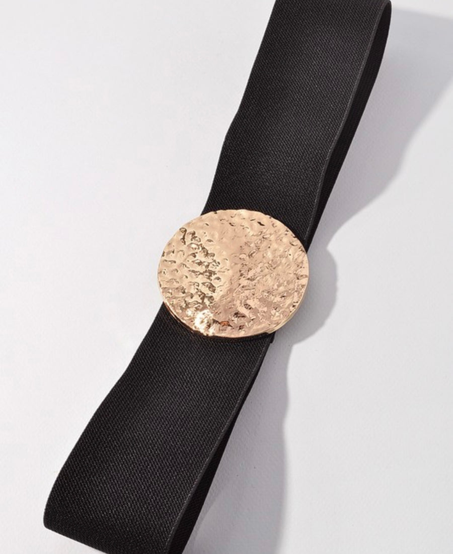 HAMMERED GOLD DISC ELASTIC BELT