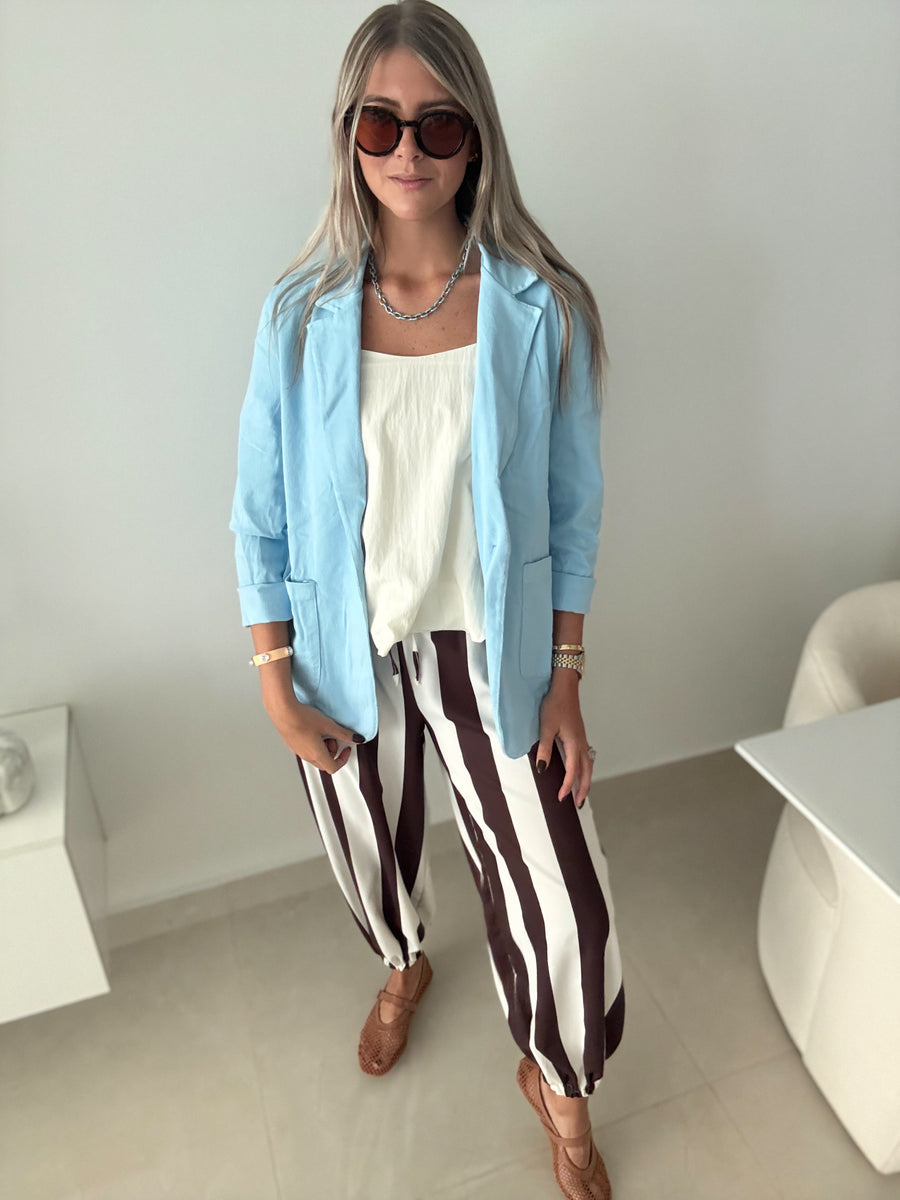 IVORY/CHOCOLATE STRIPED JOGGERS